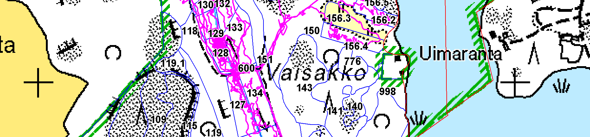 UH = uhanalaisuusarvioinnin luokka (RE, CR, EN, VU, NT, DD), RT = alueellisesti uhanalainen laji, LuDir = luontodirektiivin laji (II ja/tai IV-liite). ). Muu=muu status (ind.