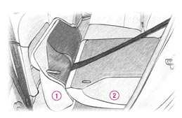 42 - Sisätilan mukavuusvarusteet TAKAISTUIMET Kun käännät vasemman tai oikean takaistuimen eteen, aloita aina istuinosasta, älä koskaan selkänojasta (jotta se ei vaurioidu): F Siirrä etuistuimia