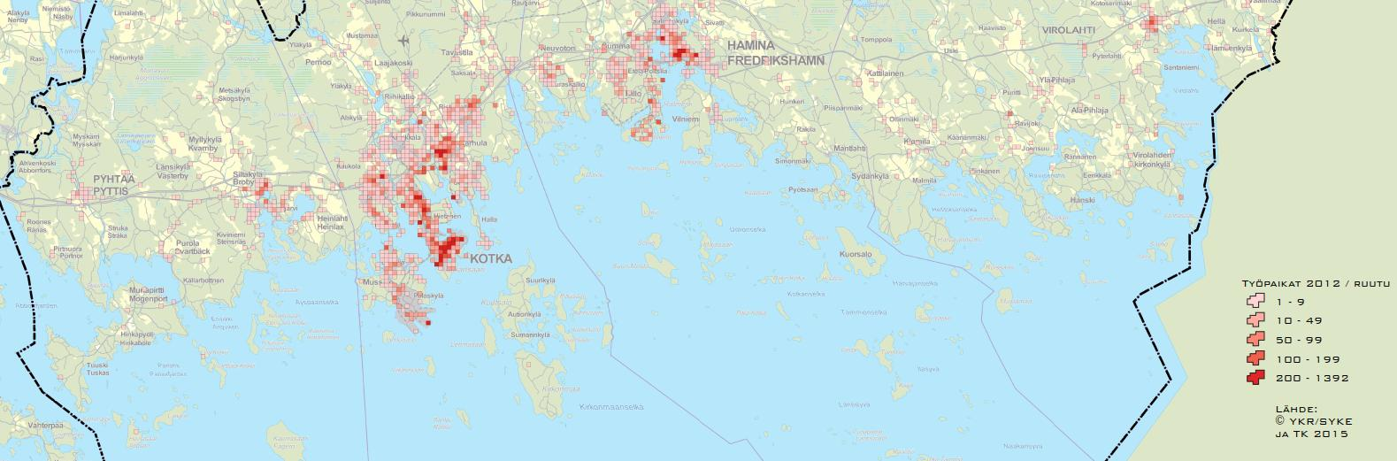 Seudun suurimmat yritysja työpaikkakeskittymät ovat Karhulan ja Korkeakosken teollisuusalueet sekä Sunilan, Kotkansaaren ja Kantasataman alue Kotkassa, sataman ja Summan alueet Haminassa sekä