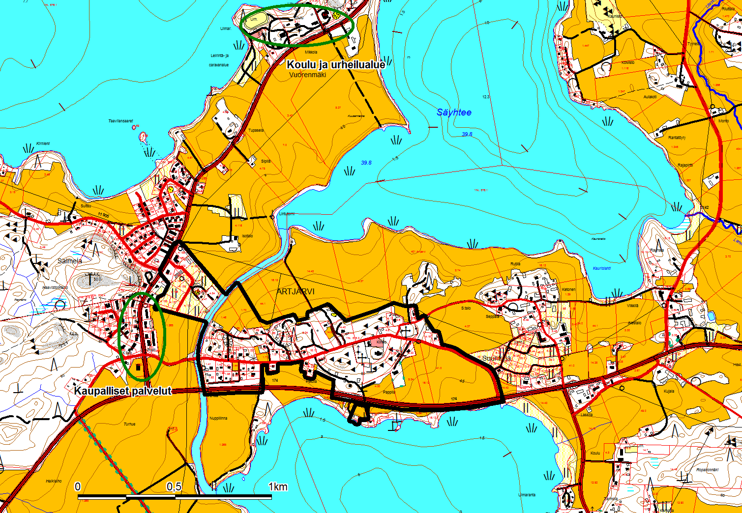 1 PERUS- JA TUNNISTETIEDOT 1.1 Kaava-alueen sijainti Suunnittelualue käsittää noin 72 ha:n suuruisen alueen Kirkonmäen ja Salmenrannan alueella.