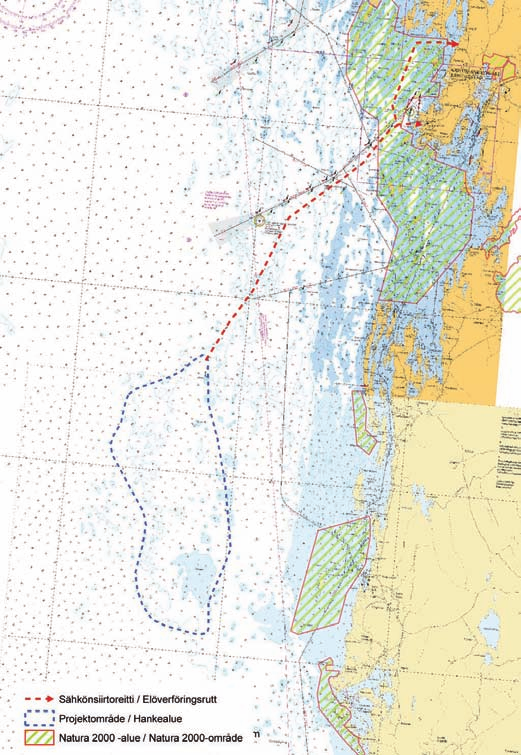 Tuulivoimalat yhdistetään valtakunnan verkkoon Karhusaaren satamaan rantautuvan merikaapelin avulla.