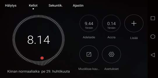 Työkalut Lisää hälytys: Kosketa ja aseta hälytyksen aika, soittoääni, toistot ja muut asetukset. Ota käyttöön koskettamalla.