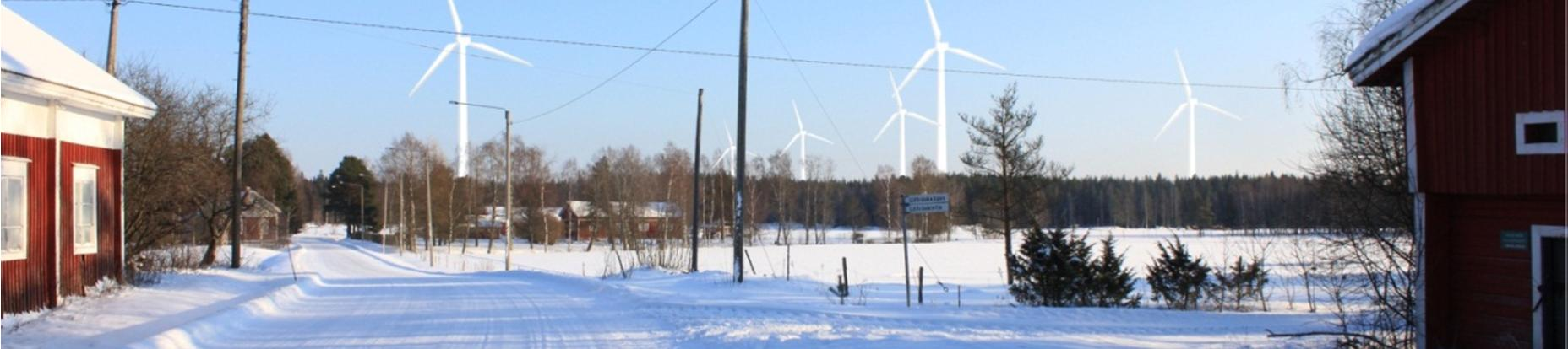 luode-kaakko -suuntaisesti. Kärjenkoskelle voimalat näkyvät puustosta johtuen osittain. Noin 2,5-4 km päähän voimaloista sijoittuu myös noin 15 asuinrakennusta, joille kaikki tuulivoimalat näkyvät.