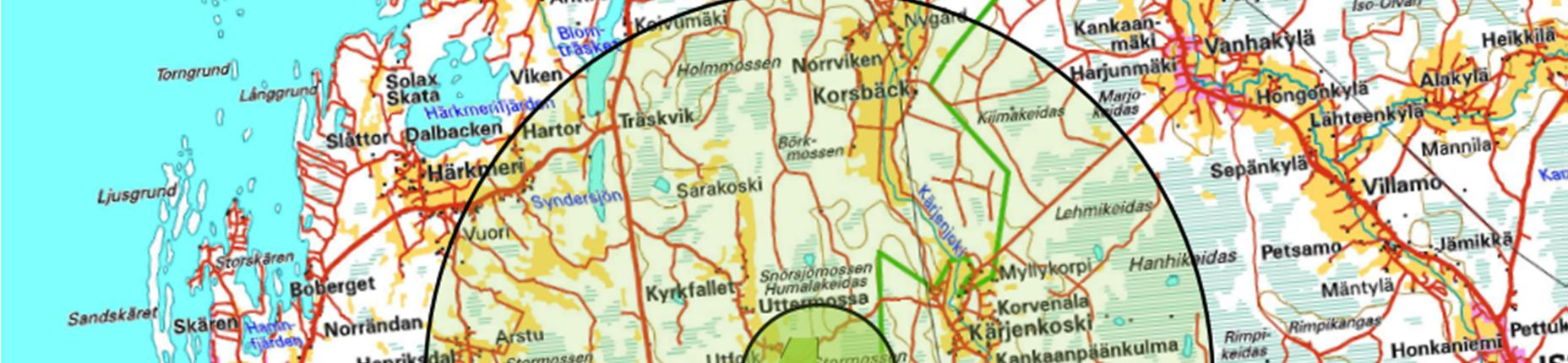 2 Vaikutusalueen rajaus Tämän YVA-ohjelman vaikutusalue kohdistuu Kristiinankaupungin eteläosiin, Uttermossan tuulivoimapuiston