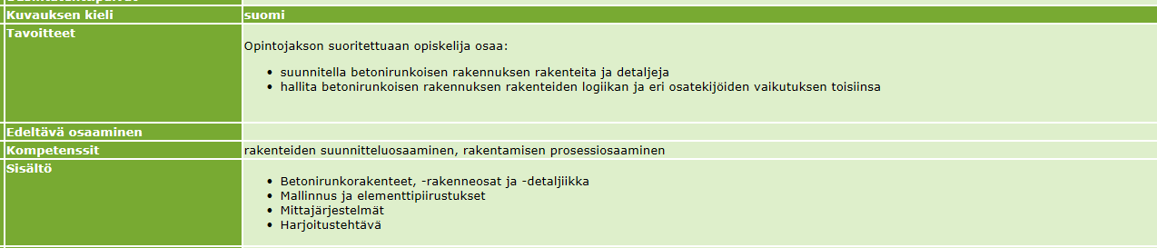 Tutustu SoleOPSissa opetussuunnitelman opintojakson