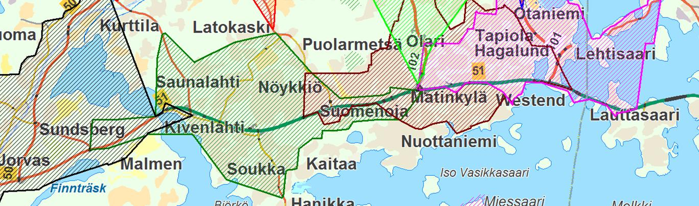 Kuvassa 4 on kuuden minuutin toimintavalmiusaika-alueet Espoon paloasemaverkostolla vuonna 2026, kun Otaniemen paloasema on rakennettu esitetylle alueelle ja Niittykummun paloaseman korvaava