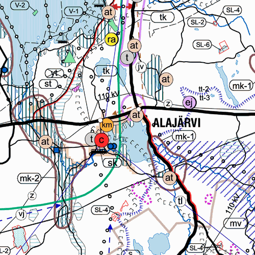 Maakuntakaavassa alue sijoittuu Luoma-ahon kylään (at), joka sisältyy Rannilan ja Luoma-ahon teollisuuden kehittämisen kohdealueeseen (tk).