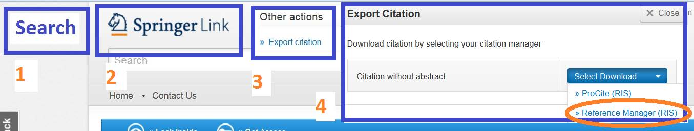 Lähteen tuonti RIS-formaatilla nettisivulta kun kantavaihtoehtoa ei ole - 1 1. Hae lähde verkosta. 2. Lähde löytyi kustantajan sivulta. 3. Käytä kustantajan Export-välinettä. 4.