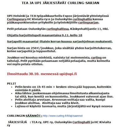 1 Oulunkylän Curlinghallissa tutustumistilaisuus.