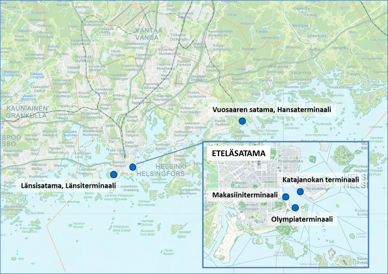 11 1 Johdanto Helsingin satamien henkilöliikennetutkimuksen tärkeimpänä tavoitteena oli selvittää, mistä ja millä kulkutavalla laivamatkustajat saapuvat Helsingin matkustajasatamiin laivamatkalle