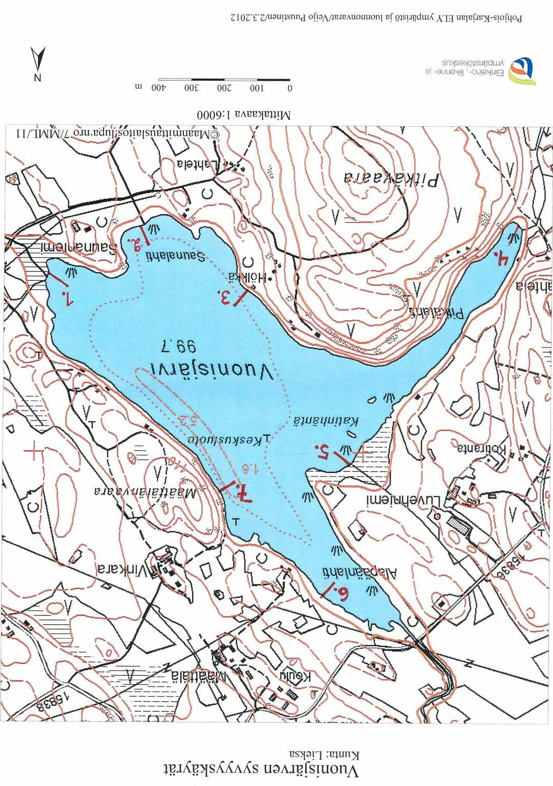 Määttälänvaaran kartoituslinja (7) oli noin kuuden metrin pituinen (taulukko, liite 4). Alueen ympäristössä on metsää, joka kasvaa jyrkähköllä rinteellä.