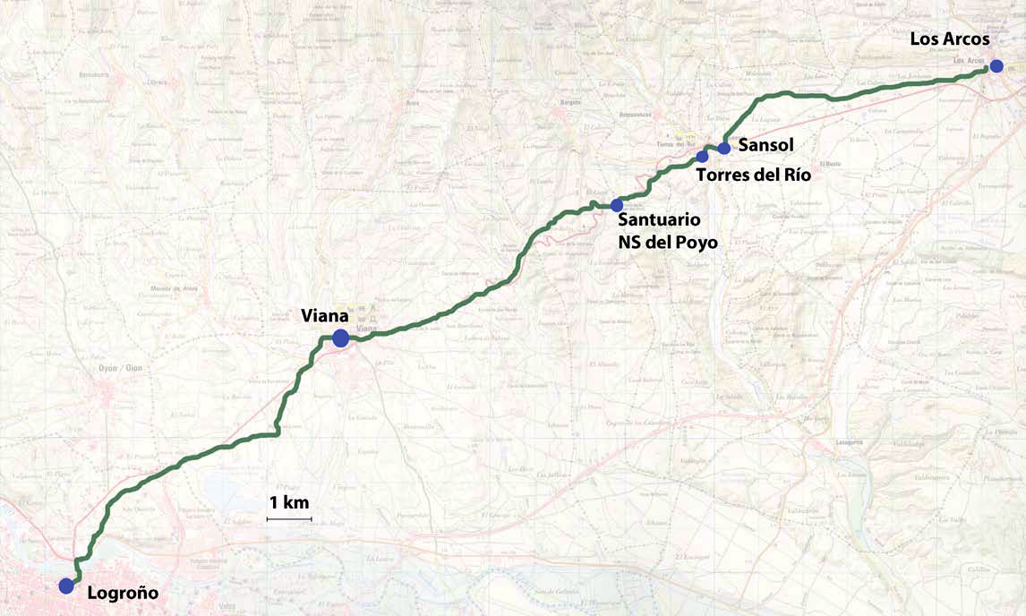 7. päivä: Los Arcos - Logroño 2.5. su pop 09 alt(m) km km yht klo askelmittari Los Arcos (alb. Isaac Santiago) 1277 447 0 6:30 0 Sansol 106 485 6.8 6.