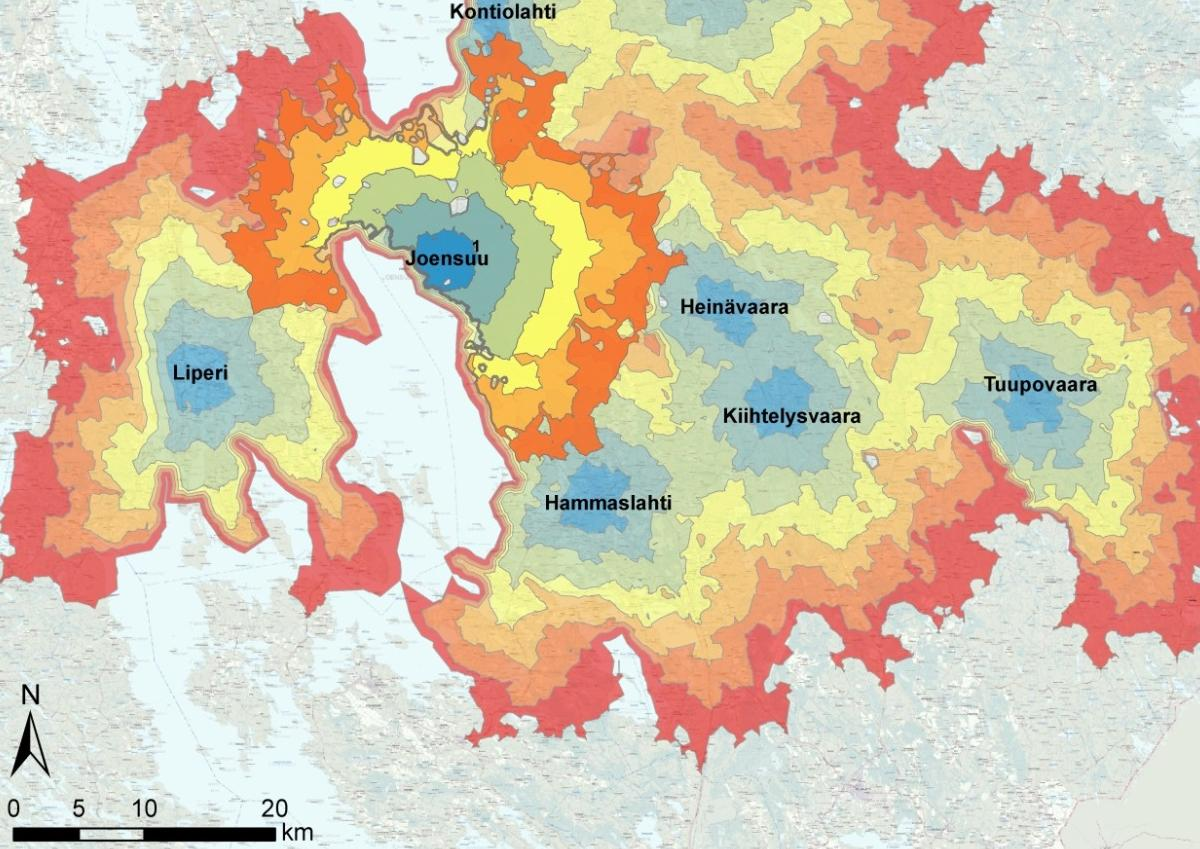 Joensuusta Hammaslahteen ja Liperin suuntaan on parempia edellytyksiä pyöräilymatkojen syntymiseen.