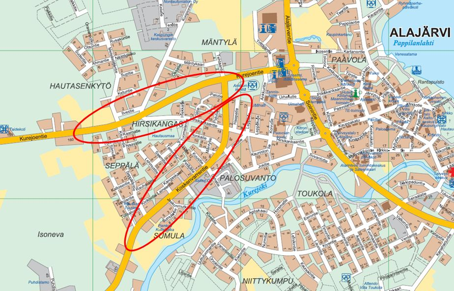 2 2. SUUNNITTELUN KOHDE JA VAIKUTUSALUE Suunnittelualue sijaitsee Alajärven keskustaajama-alueen länsiosassa.