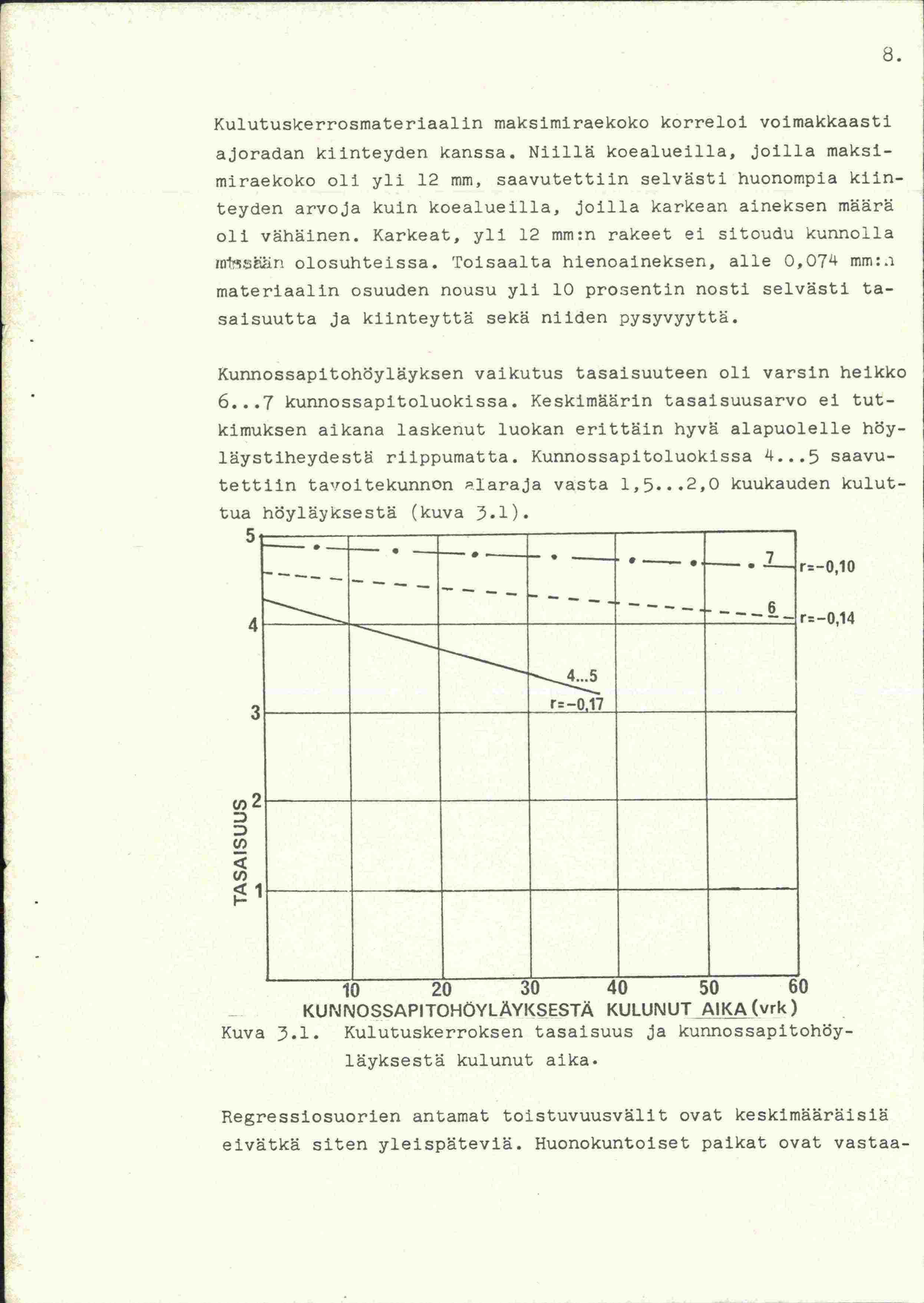 EP Kulutuskerrosmateriaalin maksimiraekoko korreloi voimakkaasti ajoradan klinteyden kanssa.