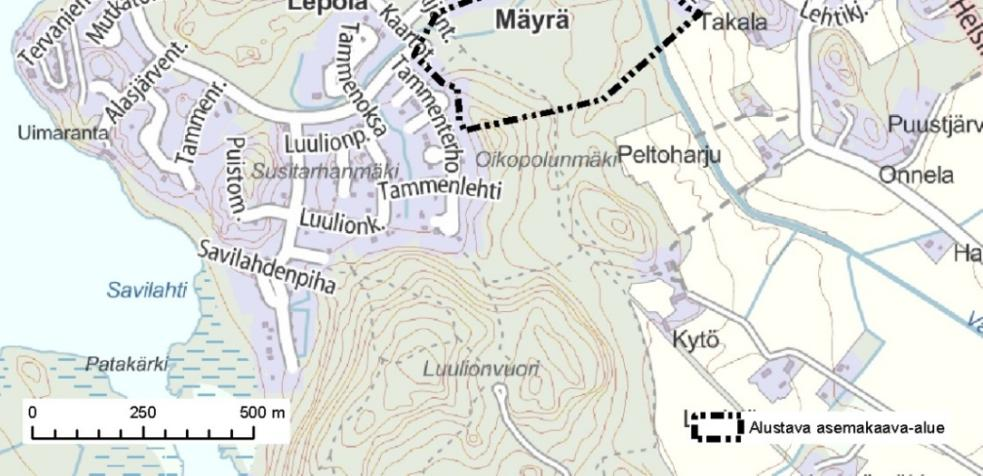 tnttitarjntaa rivital- ja pientaltnteilla Tervaksken eteläsaan.