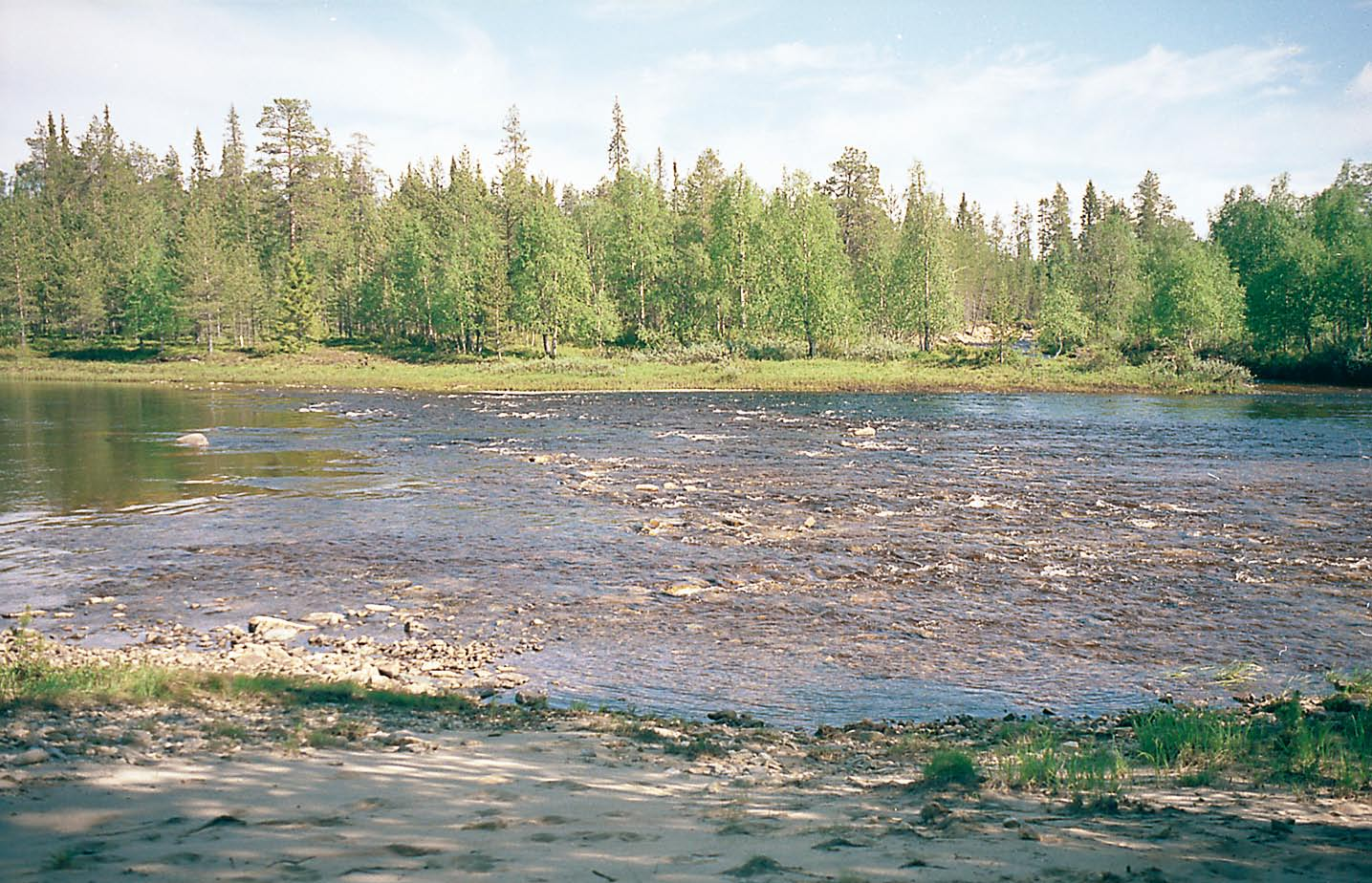 niemekkeillä ja karikoilla. Muutoinkin Värriöjoen kasvillisuudesta paljaat soraikko- ja kivikkopohjat muokattiin varsin perusteellisesti ja näin saatiin vaihtelua joen syvyys- ja virtausolosuhteisiin.