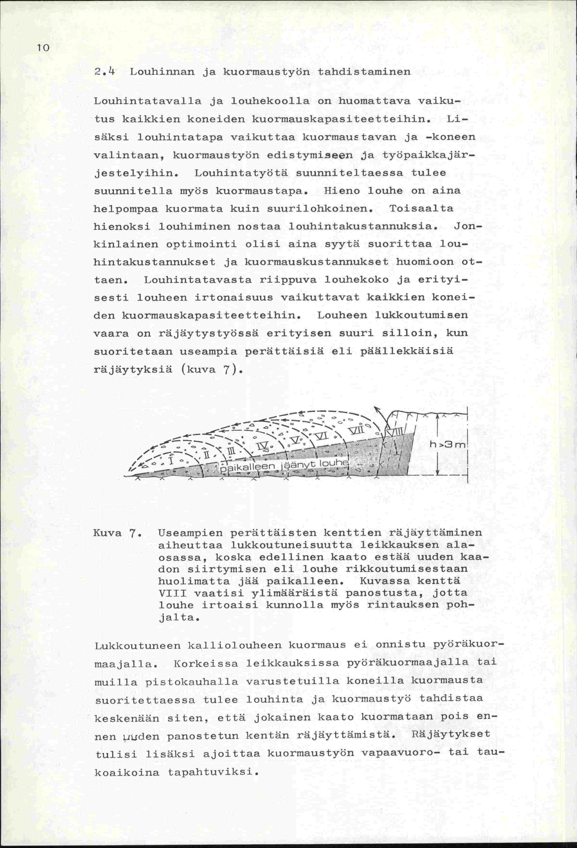 1 2.Ll. Louhinnan ja kuormaustyön tandistaminen Louhintatavalla ja louhekoolla on huomattava vaikutus kaikkien koneiden kuormauskapasiteetteihin.