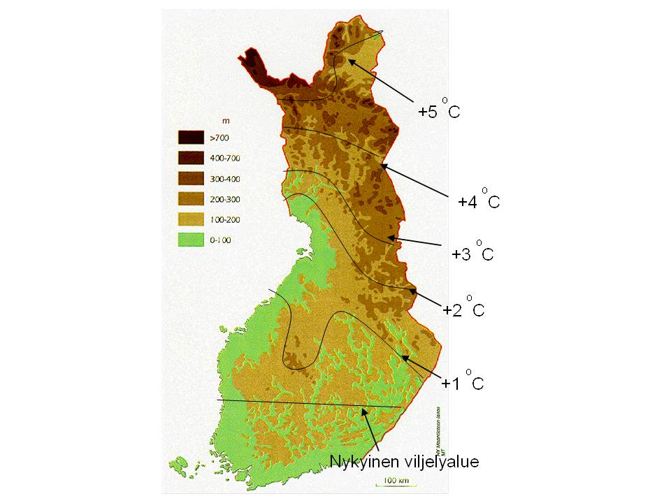 7.3 Viljelykasvit voivat muuttua Nykyisessä ilmastossa maatalouskasvien satoa rajoittaa lyhyt kasvukausi (Himanen ym. 2013). Monivuotisilla kasveilla toinen rajoite on talvehtimisongelmat (Rapacz ym.