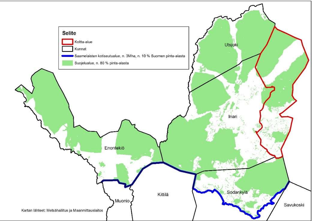 Kartta 2. Saamelaisten kotiseutualue.