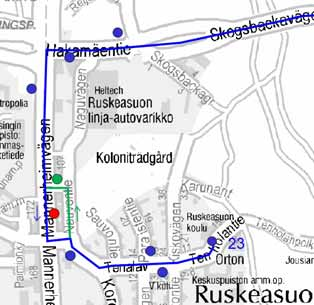31 Linjat 23 ja 23N Linja 23 muutetaan syysliikenteen alkaessa Ruskeasuo Rautatientori-ajosuunnassa kulkemaan reittiä