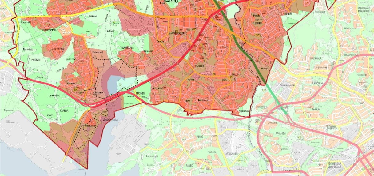 Oheisessa kartassa näkyy punaisella asemakaavoitettu alue. 2.25 Tonttivaranto Kaupungilla on tällä hetkellä (06.