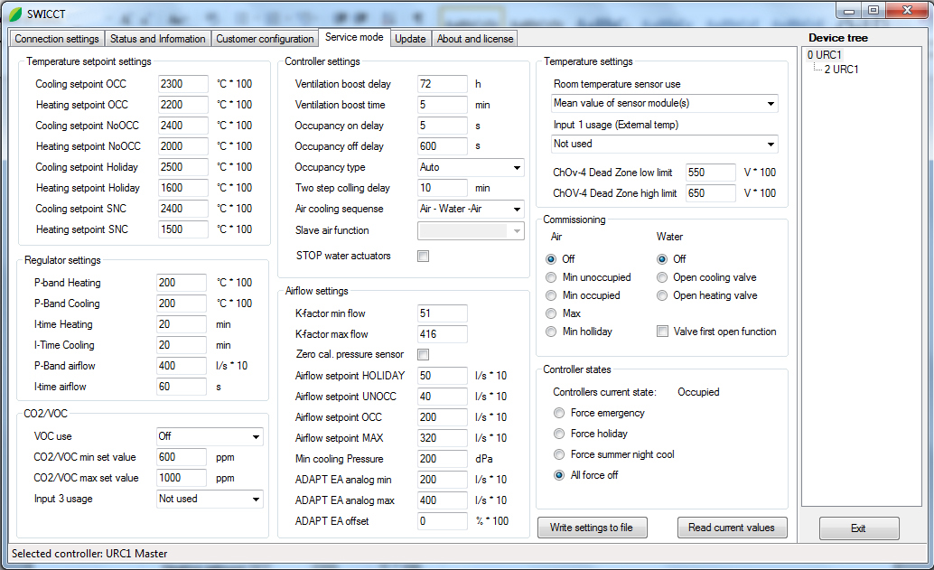 SWICCT SWICCT (SWegon Indoor Climate Configuration Tool) -ohjelmalla säätimen asetusten määrittäminen on helppoa. Ohjelmassa voidaan tehdä kaikki tuotteen kannalta tarpeelliset asetukset kuten esim.