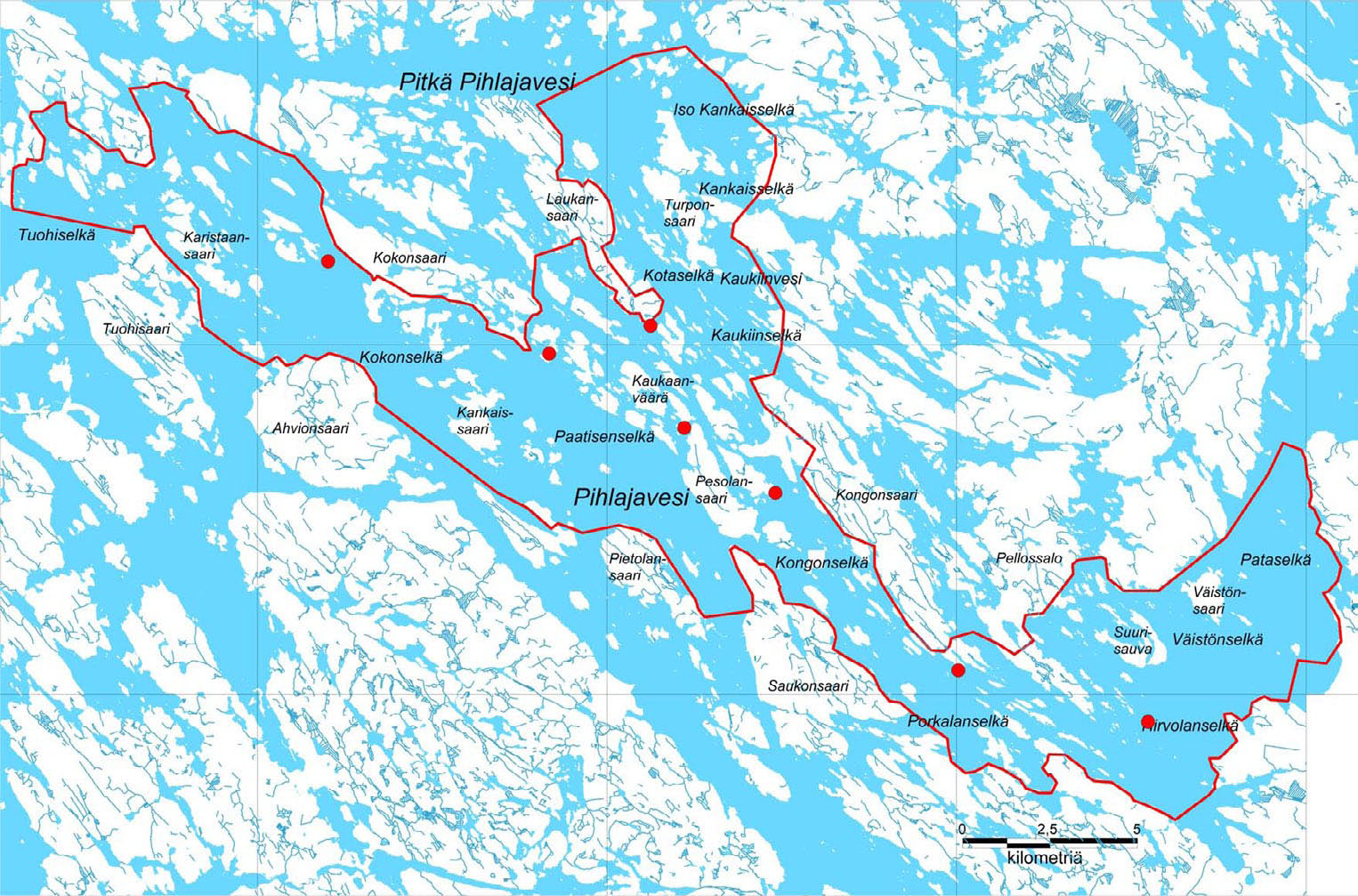 Kuva 26. Tutkimusalueelle tulkitut kalatiiraparit vuonna 2006.