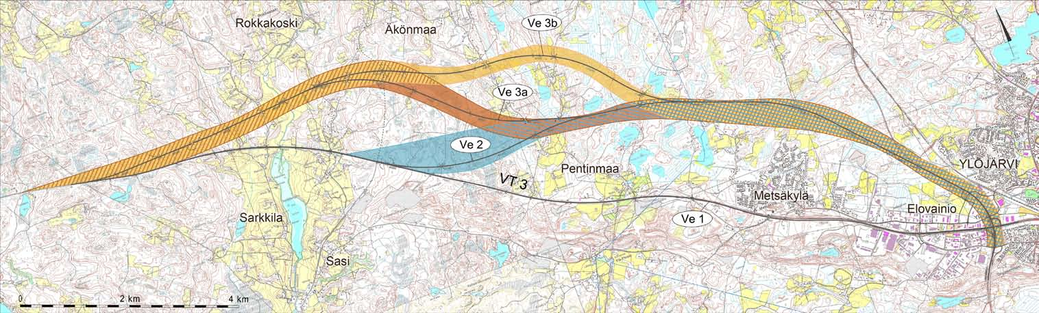 Valtatien 3 parantaminen välillä Ylöjärvi Hämeenkyrö, Ympäristövaikutusten arviointiselostus hankkeen toteuttamisvaihtoehdot 17 Vuonna 1994 valmistuneessa yleissuunnitelmassa esitettiin kuvan 15