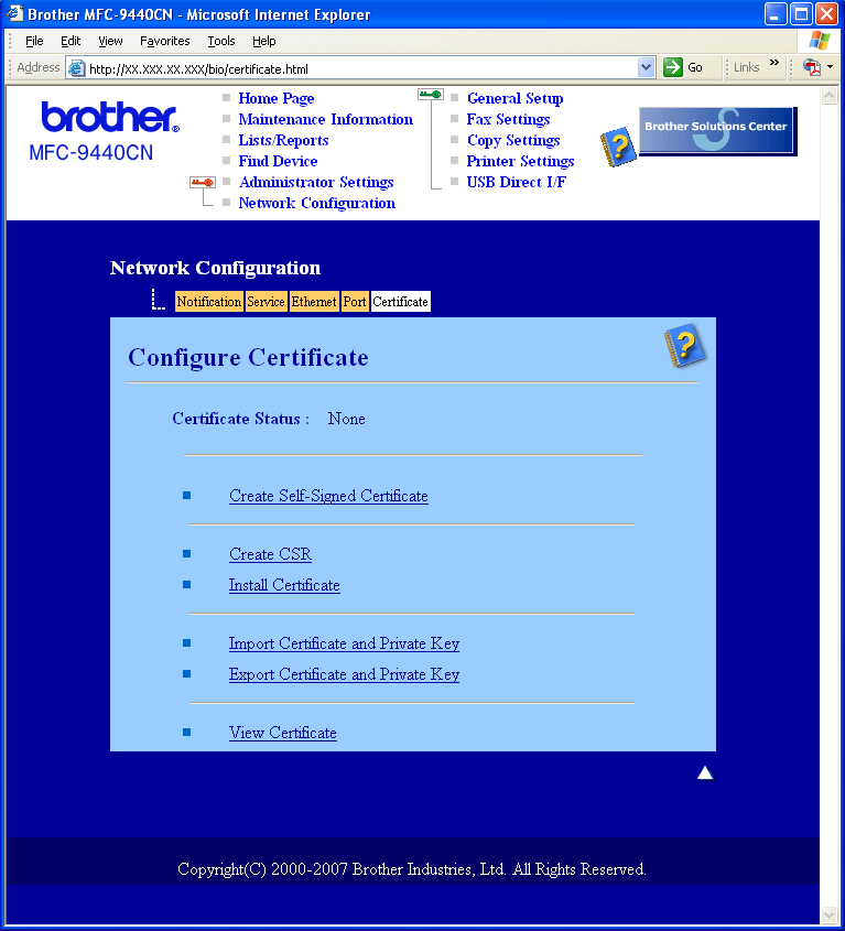 Suojaustoiminnot c Napsauta Network Configuration. d Anna käyttäjänimi ja salasana. Käyttäjänimen oletus on admin ja oletussalasana on access. e Napsauta OK. f Napsauta Configure Certificate.