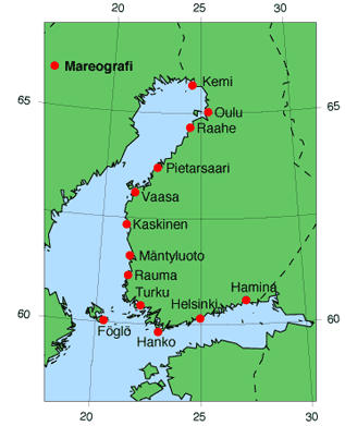 Vanhat alimmat suositeltavat rakennuskorkeudet N2000 järjestelmässä (näissä oli mukana kiinteä 30 cm:n aaltoiluvara) Kemi Oulu Raahe Pietarsaari Vaasa