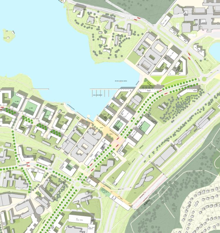 valmistunutta suojeltua ammuslataamon funktionalismia edustavaa ammuslataamon rakennusta (yht. 2962 k-m2).