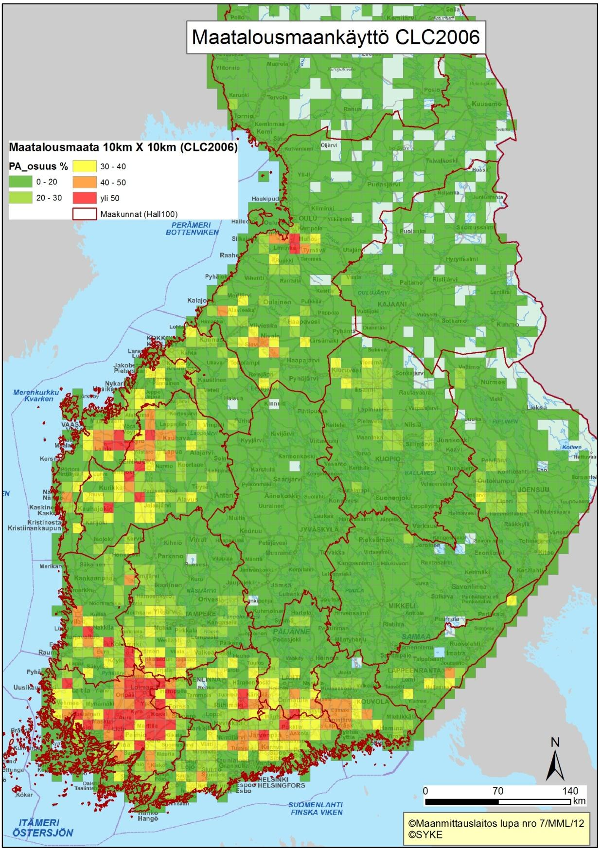 Maatalousmaa on keskittynyt