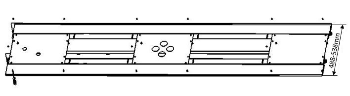 Montering af modulet Bestem hvilken bredde som ønskes, 50 eller 60 cm modul. Fastgør fastgørelsespladerne uden at stramme skruen og møtrikken.