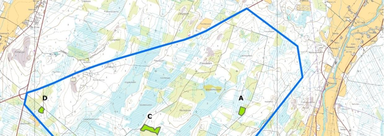 16 20) 2 Kuva 11. Liito-oravan elinalueet Bölen hankealueella. Maastokartoitusten perusteella liito-oravaa esiintyy neljässä paikassa hankealueella.