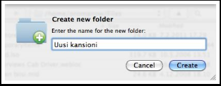 Valitse kohta "New Folder" Mikäli et jaksa muistaa yllä olevaa ikonia, niin saat komennon myös Cyberduckin