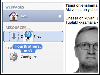 Tiedostojen lisääminen resursseihin Raahasin kotikoneeltani "FourBrothers.