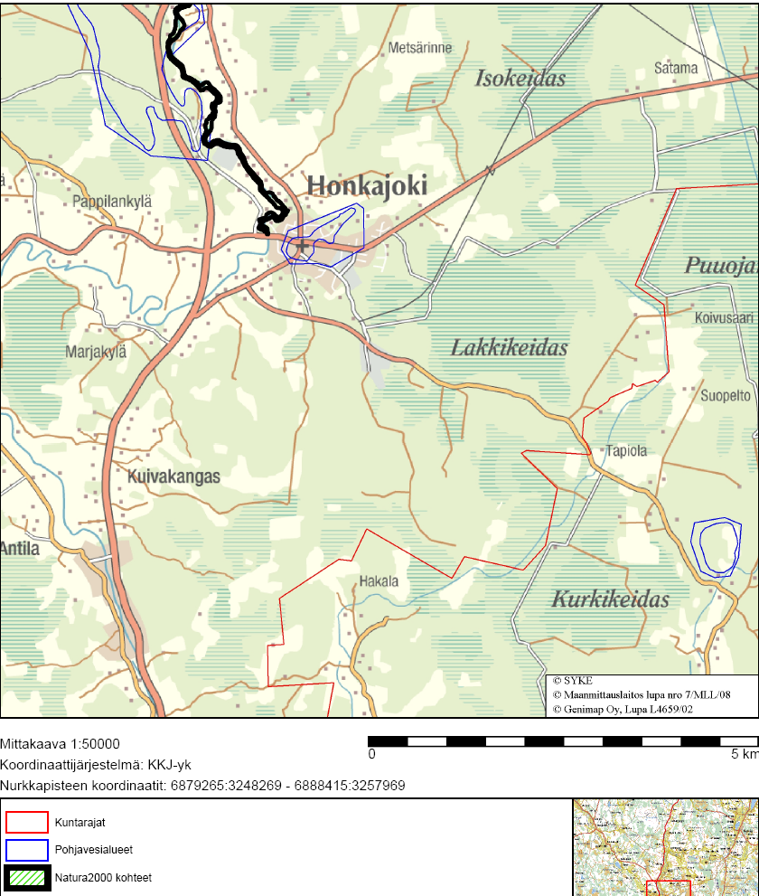 Liikennevaikutusten tarkastelualue n. 2 km n. 1 km Hankkeen sijoittuminen Kuva 8.