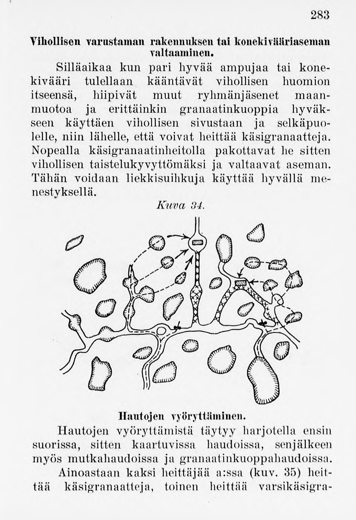 283 Vihollisen varastaman rakennuksentai konckiväuriaseinan valtaaminen.