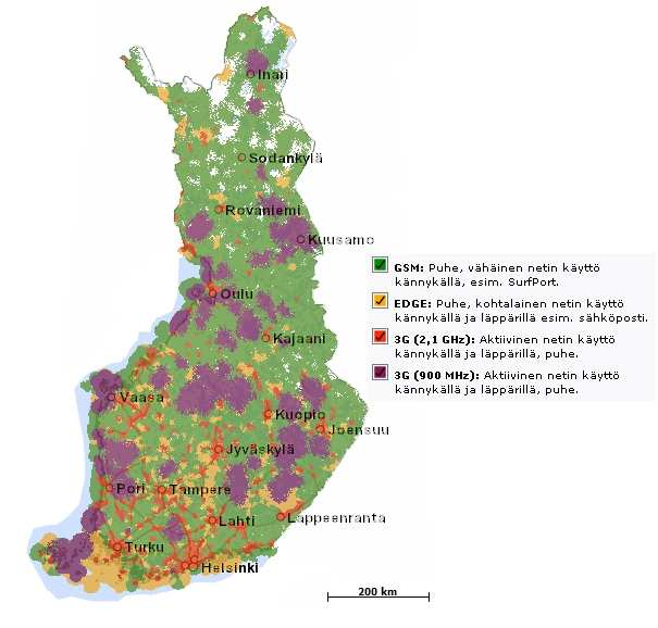 16 UMTS:llä päästään tähän ja jopa yli, jos alueella on sopiva UMTS tukiasema. GPRS dataan verrattuna nopeus on kahdeksankertainen, EDGE dataan verrattuna 3-4 kertainen.