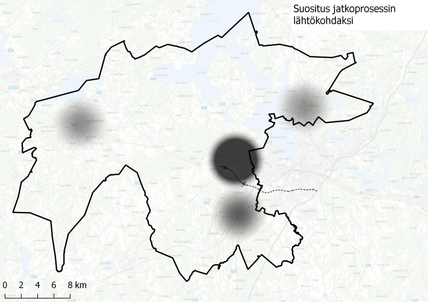 SUOSITUKSET JATKOPROSESSIIN Jos Nostavalle, niin selvitettävä Taajaman paikka, asema Herrala kaukana, Salpakankaalta Herralaan 12 km >