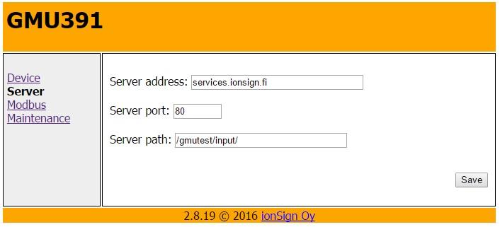 Käyttö- ja asennusohje 4/7 Server port asetuksella määritetään porttinumero, jossa palvelinsovellus odottaa yhteydenottoja. Arvoalue on 1 65535.