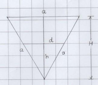 6. b) Kaukalo on suora särmiö. Jos päätykolmion pinta-ala on A, niin kaukalon tilavuus Vk Ab. Jäljelle jäänyt vesi muodostaa kolmisivuisen pyramidin, jonka tilavuus V v Ab.