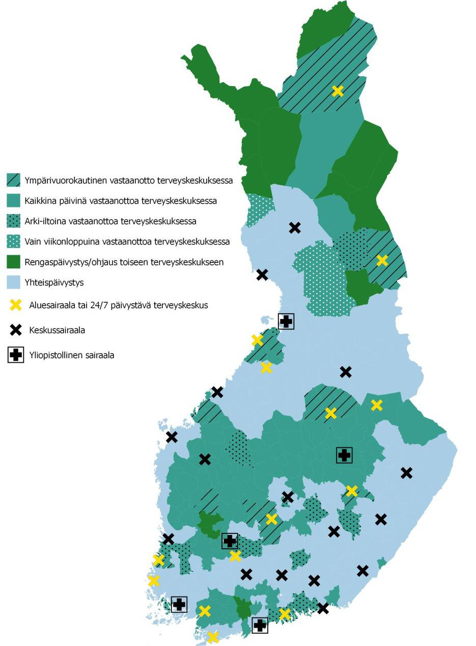 Virka-ajan ulkopuolinen akuuttivastaanotto Suomessa 2016 Terveyskeskusten avosairaanhoidon järjestelyt