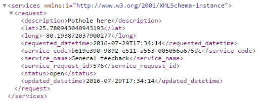 13 (13) jurisdiction_id servicerequest_id Response service_requests request servicerequest_id status status_notes - service_name description agency_responsible - service_notice - requested_datetime