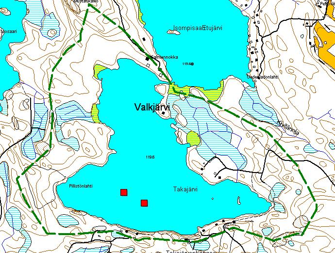 Liite 2 Valkjärven vedenlaadun näytepisteet.