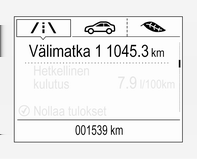 Mittarit ja käyttölaitteet 85 Ylätason näyttö Kierroslukumittari Polttoainemittari Voit valita eri matkoja varten kaksi osamatkamittaria.