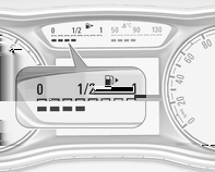 Moottori on vaarassa. LEDien määrä ilmaisee säiliössä olevan polttoaineen määrän. 8 LEDiä = säiliö on täynnä.