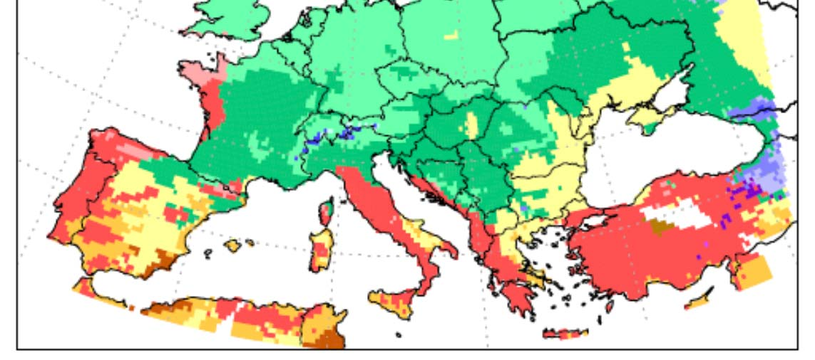 Leutotalviset ilmastot Sateita läpi vuoden Kuivat kesät A1B Mitä pidempi ja lämpimämpi kesä, sitä