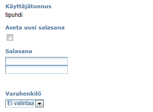 tämä toiminto on mahdollinen vain, jos toimipaikallasi on kahdet tai useammat tunnukset. Yleensä kenttään kannattaa jättää oletusarvo Ei valintaa.